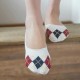 Women Plaid Cotton Breathable Invisible Socks Antiskid Soft Low Cut Boat Socks