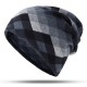 Women Plaid Slouchy Ponytail Beanie Caps Scarf Outdoor Messy High Bun Skullcap