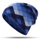 Women Plaid Slouchy Ponytail Beanie Caps Scarf Outdoor Messy High Bun Skullcap