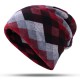 Women Plaid Slouchy Ponytail Beanie Caps Scarf Outdoor Messy High Bun Skullcap