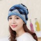 Women Plaid Slouchy Ponytail Beanie Caps Scarf Outdoor Messy High Bun Skullcap