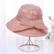 Women Plaid Wide Brimmed Sun Hat Packable Dress Beach Bucket Hats UV Resistence Sunbonnet