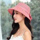 Women Plaid Wide Brimmed Sun Hat Packable Dress Beach Bucket Hats UV Resistence Sunbonnet