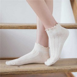 Women Plain Lace Ankle Socks Cotton Low Cut Boat Liner Sneaker Outdoor Slippers Socks