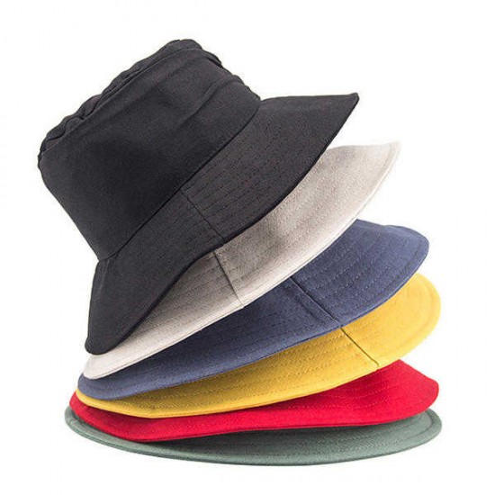 Women Plain Summer Stripe Breathable Dress Bucket Caps Outdoor Folding Sunshade Beach Hats