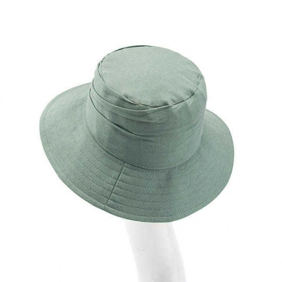 Women Plain Summer Stripe Breathable Dress Bucket Caps Outdoor Folding Sunshade Beach Hats