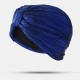 Women Pleated Beanie Hat Solid Color Simple Turban Cap