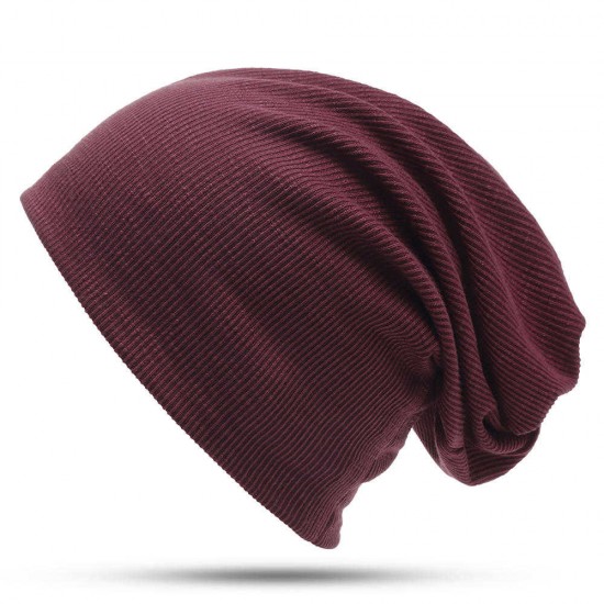 Women Plus Size Cotton Double Layers Earmuffs Beanie Scarf Outdoor Good Elastic Skullcap