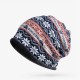 Women Plus Velvet Snowflake Print Multi-purpose Beanie Hats Scraf Outdoor Warm Cap Collar