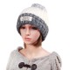 Women Plush Lining Wool Ball Knitting Mix-color Hat Winter Warm Ski Braided Crochet Beanie Cap