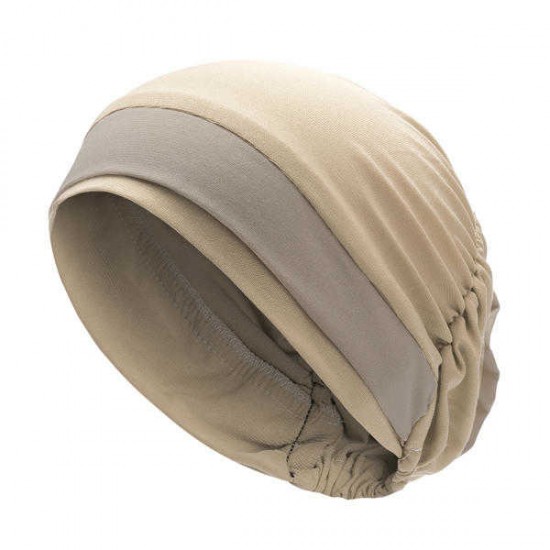 Women Polyester Breathable Turban Hat Casual Good Elastic Beanie Muslim Pile Heap Cap