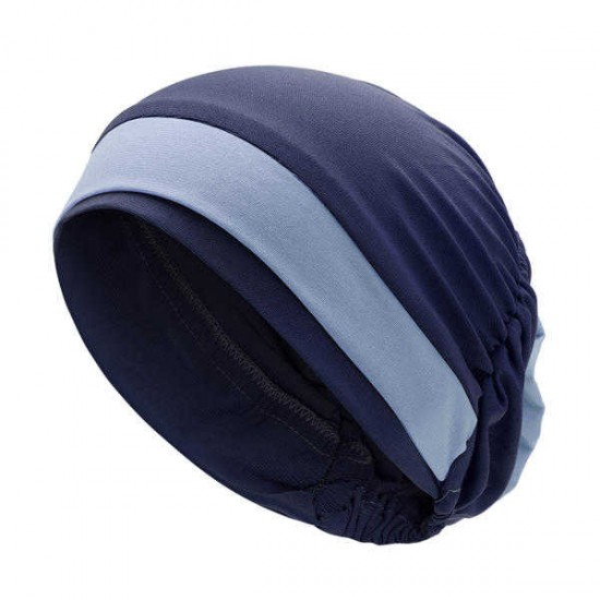 Women Polyester Breathable Turban Hat Casual Good Elastic Beanie Muslim Pile Heap Cap