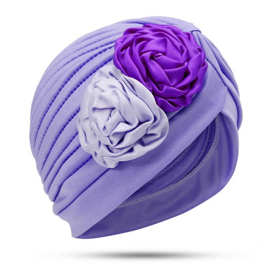 Women Polyester Ethnic Floral Turban Hat Outdoor Print Breathable Chemo Caps