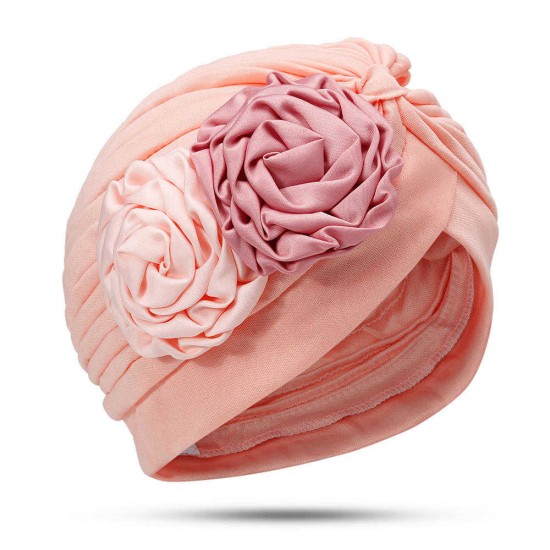 Women Polyester Ethnic Floral Turban Hat Outdoor Print Breathable Chemo Caps