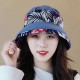 Women Polyester Ethnic Style UV Protection Bucket Cap Large Brim Sun Fishing Hat