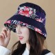 Women Polyester Ethnic Style UV Protection Bucket Cap Large Brim Sun Fishing Hat