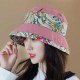 Women Polyester Ethnic Style UV Protection Bucket Cap Large Brim Sun Fishing Hat