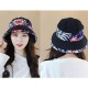 Women Polyester Ethnic Style UV Protection Bucket Cap Large Brim Sun Fishing Hat