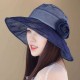 Women Polyester Floral Transparent Wide Brimmed Bucket Hat Sun Protection Fisherman Cap