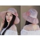 Women Polyester Floral Transparent Wide Brimmed Bucket Hat Sun Protection Fisherman Cap