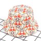 Women Print Flamingo Canvas Double-Sided Wear Outdoor Sunshade Fisherman Hat