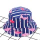 Women Print Flamingo Canvas Double-Sided Wear Outdoor Sunshade Fisherman Hat