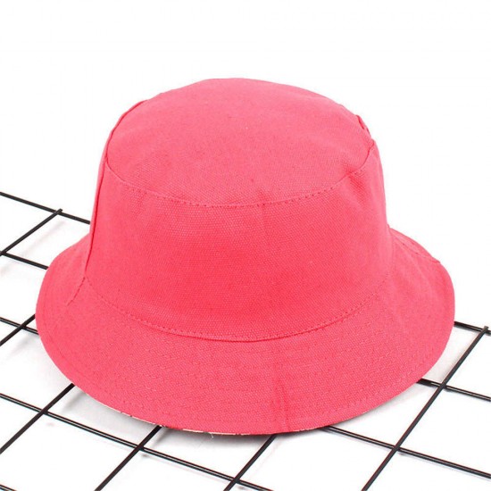 Women Print Flamingo Canvas Double-Sided Wear Outdoor Sunshade Fisherman Hat