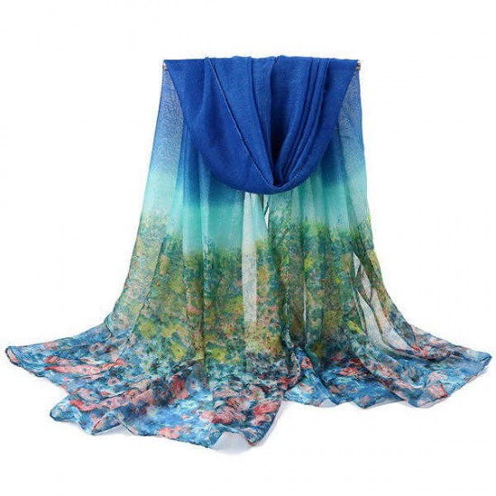 Women Printing Chiffon Scarves Shawls Casual Outdoor Soft Scarf