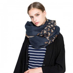 Women Printing Winter Warm Scarf Casual Leopard Pattern Blanket Scarf Shawl