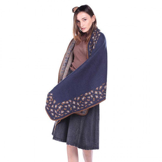 Women Printing Winter Warm Scarf Casual Leopard Pattern Blanket Scarf Shawl