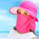 Women Removable Uv Protection Brimmed Floppy Hat Summer Vacation Caps with Face Mask Visor