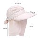 Women Removable Uv Protection Brimmed Floppy Hat Summer Vacation Caps with Face Mask Visor