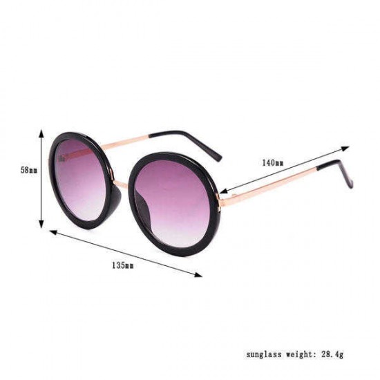 Women Retro Round Frame Polarized Sunglasses Summer Outdoor Anti-UV Glasses