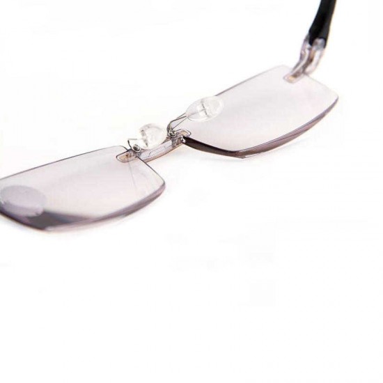 Women Round Rimless Reader Reading Glasses Rhinestone Anti-blue Light Computer Glasses