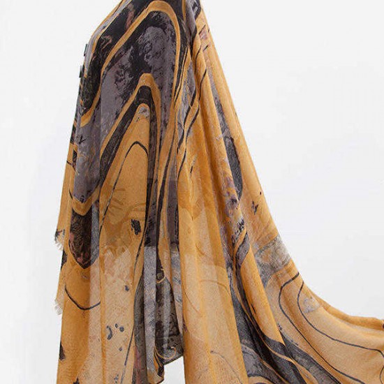 Women Satin Abstract Painting Scarves Fashion Summer Outdoor Graffiti Shawl