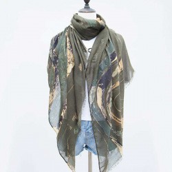 Women Satin Abstract Painting Scarves Fashion Summer Outdoor Graffiti Shawl