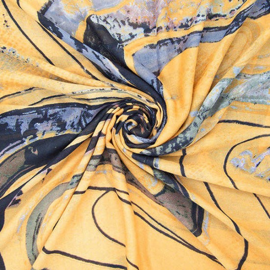 Women Satin Abstract Painting Scarves Fashion Summer Outdoor Graffiti Shawl