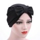 Women Satin Bowknot Beanie Hat Solid Elegant Outdoor Casual Turban Cap