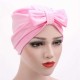 Women Satin Bowknot Beanie Hat Solid Elegant Outdoor Casual Turban Cap