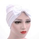 Women Satin Bowknot Beanie Hat Solid Elegant Outdoor Casual Turban Cap