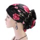 Women Satin Ethnic Floral Turban Hat Outdoor Print Breathable Chemo Caps