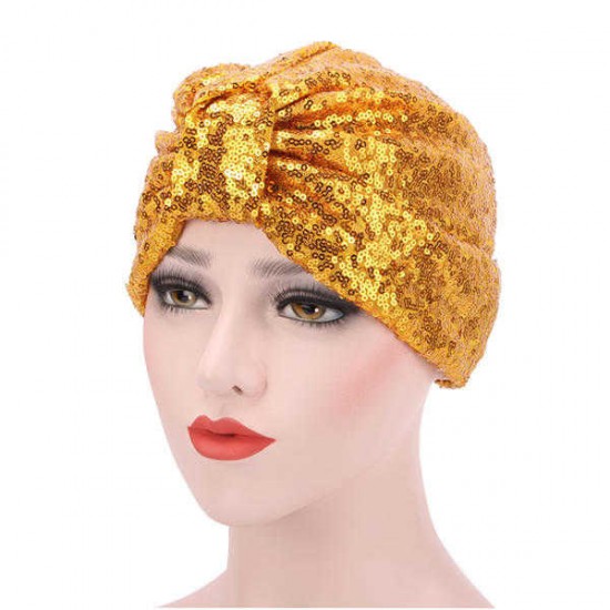 Women Sequin Hedging Cap Bright Fashion Skullies Beanies Hat Adjustable