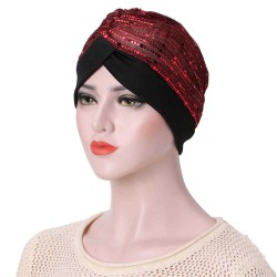 Women Sequined Mesh Hat Arabian Turban Hat Arab Wrap Scarf