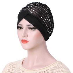 Women Sequined Mesh Hat Arabian Turban Hat Arab Wrap Scarf