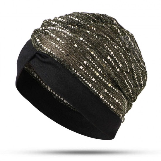 Women Sequined Mesh Hat Arabian Turban Hat Arab Wrap Scarf