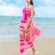 Women Sexy Silk Floral Printed Beach Towel Summer Thin Sunscreen Soft Shawls Dual Wraps