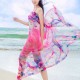 Women Sexy Silk Floral Printed Beach Towel Summer Thin Sunscreen Soft Shawls Dual Wraps