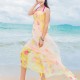 Women Sexy Silk Floral Printed Beach Towel Summer Thin Sunscreen Soft Shawls Dual Wraps