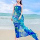 Women Sexy Silk Floral Printed Beach Towel Summer Thin Sunscreen Soft Shawls Dual Wraps