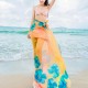 Women Sexy Silk Floral Printed Beach Towel Summer Thin Sunscreen Soft Shawls Dual Wraps